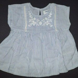 Chambray  dress for toddler girls - with button-loop keyhole opening at nape- 2T